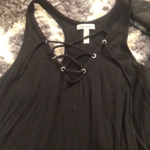 PINK lace up tank